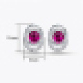 Women′s Fashion 925 Sterling Silver Earrings Inlay Synthetic Ruby